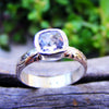 White Topaz Sterling Silver Floral Pattern Ring Band, Wedding Or Engagement Ring, Alternative Diamond Ring, Handcrafted By Helene's Dreams - HorseCreekJewelry