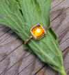 Solid Gold Citrine Stacking Ring with Rose Cut Citrine Gemstone, November Birthstone Ring, Yellow Gemstone Jewelry, also in Sterling Silver - HorseCreekJewelry