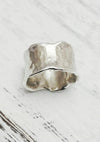 Sterling Silver Wide Ring Band Irregular Wavy Edged with a Hammered Texture , Chunky Wide Unique Ring Band, Organic Ring Band - HorseCreekJewelry