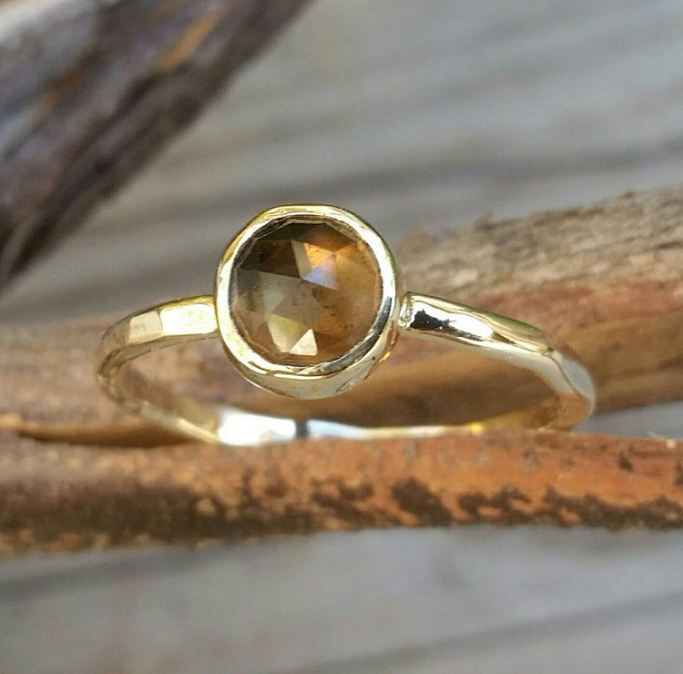 Smokey Quartz 14k Gold Stacking Ring, Smoky Quartz Chocolate Brown Gemstone, Gold Wedding Or Engagement Or Birthstone Jewelry, Minimalist - HorseCreekJewelry