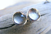Crystal Quartz Sterling Silver Studs, Rose Cut Faceted Gemstone Post Earrings, Dangle Optional, Medium Size, Smokey Diamond Like, Oxidized - HorseCreekJewelry