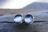 Crystal Quartz Sterling Silver Studs, Rose Cut Faceted Gemstone Post Earrings, Dangle Optional, Medium Size, Smokey Diamond Like, Oxidized - HorseCreekJewelry