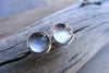 Crystal Quartz Sterling Silver Studs, Rose Cut Faceted Gemstone Post Earrings, Dangle Optional, Medium Size, Smokey Diamond Like, Oxidized - HorseCreekJewelry