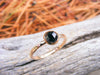 Solid Gold Stacking Ring, Melanite Garnet Rose Cut Gold Stacking Ring, Black Gemstone Ring, Solid Gold Stacking Ring - HorseCreekJewelry
