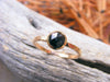 Solid Gold Stacking Ring, Melanite Garnet Rose Cut Gold Stacking Ring, Black Gemstone Ring, Solid Gold Stacking Ring - HorseCreekJewelry