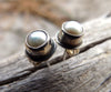 Pearl Sterling Silver Studs, Pearl Post Earrings Set In Recycled Oxidized Sterling Silver, Wedding Bridal Jewelry - HorseCreekJewelry