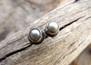 Pearl Sterling Silver Studs, Pearl Post Earrings Set In Recycled Oxidized Sterling Silver, Wedding Bridal Jewelry - HorseCreekJewelry