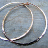 Rose Gold Hoops, Skinny, Slim, Big, Thin Hammered Hoop, Simple Light 14kt Pink Gold Filled Hoops Earring - HorseCreekJewelry