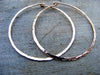 Rose Gold Hoops, Skinny, Slim, Big, Thin Hammered Hoop, Simple Light 14kt Pink Gold Filled Hoops Earring - HorseCreekJewelry
