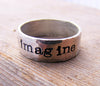 Wide Sterling Silver Personalized Engraved Ring Band, Mens Wedding Ring Band, Hand Stamped Duck Band, Name or Message Ring, Fathers Day Gift - HorseCreekJewelry