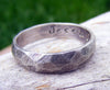 Palladium Sterling Silver Wedding Ring, Mens Textured Ring Band, Rustic Worn Organic Textured Ring Band - HorseCreekJewelry