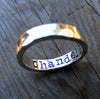 Wedding Ring Band Set Palladium Sterling Silver Mens Women Couples Ring Set, Personalized, Engraved, Engagement Ring, Custom Hand Stamped - HorseCreekJewelry