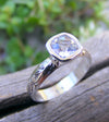 White Topaz Sterling Silver Floral Pattern Ring Band, Wedding Or Engagement Ring, Alternative Diamond Ring, Handcrafted By Helene's Dreams - HorseCreekJewelry