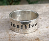 Wide Sterling Silver Personalized Engraved Ring Band, Mens Wedding Ring Band, Hand Stamped Duck Band, Name or Message Ring, Fathers Day Gift - HorseCreekJewelry