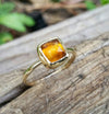 Solid Gold Citrine Stacking Ring with Rose Cut Citrine Gemstone, November Birthstone Ring, Yellow Gemstone Jewelry, also in Sterling Silver - HorseCreekJewelry