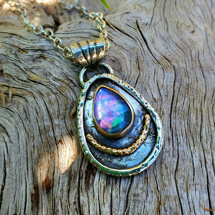 abalone crystal rainbow necklace