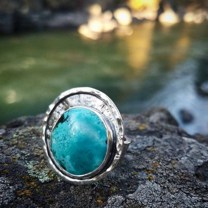 chunky turquoise sterling silver cocktail ring