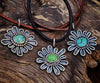 Flower Cord Necklace Turquoise