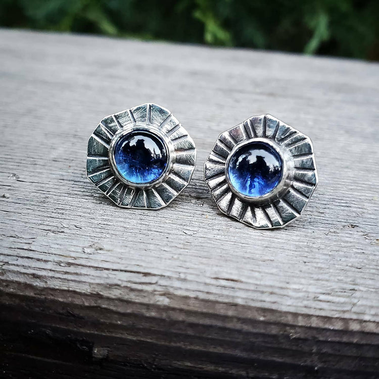 Blue Sapphire Sterling Silver Stud Post Earrings