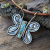 butterfly pendant necklace turquoise