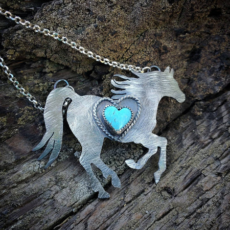 Horse Necklace with Turquoise