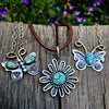 Butterfly Flower Turquoise Necklace Pendants