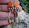 Orange Coral Dangle Stud Earrings