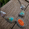 cowgirl turquoise orange oyster necklace