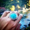 Blue Turquoise Sterling Silver Cocktail Ring Size 8.25 - HorseCreekJewelry