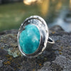 Blue Turquoise Sterling Silver Cocktail Ring Size 8.25 - HorseCreekJewelry