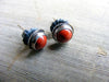 Red Studs, Red Jasper Stud Earrings Sterling Silver Oxidized Rustic - HorseCreekJewelry