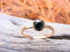 Solid Gold Stacking Ring, Melanite Garnet Rose Cut Gold Stacking Ring, Black Gemstone Ring, Solid Gold Stacking Ring - HorseCreekJewelry