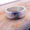 Wide Sterling Silver Personalized Engraved Ring Band, Mens Wedding Ring Band, Hand Stamped Duck Band, Name or Message Ring, Fathers Day Gift - HorseCreekJewelry