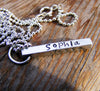 Personalized Engraved Mothers Sterling Silver Bar Pendant Necklace - HorseCreekJewelry
