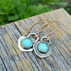 Turquoise Dangle Earrings, Sterling Silver And Gold Mixed Metal, Rustic Cowgirl Southwest Boho style Jewelry - HorseCreekJewelry