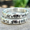 Personalized Name Stacking Ring- Custom Handstamped Engraved Word, Mother's Day Ring Gift, Memory Ring, Message Ring - HorseCreekJewelry