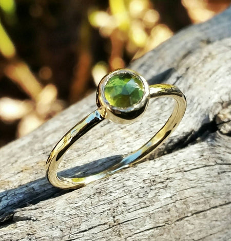 Peridot Gold Stacking Ring, Gemstone Birthstone Jewelry, Mother's Stackable Ring, Handcrafted By Helene's Dreams - HorseCreekJewelry